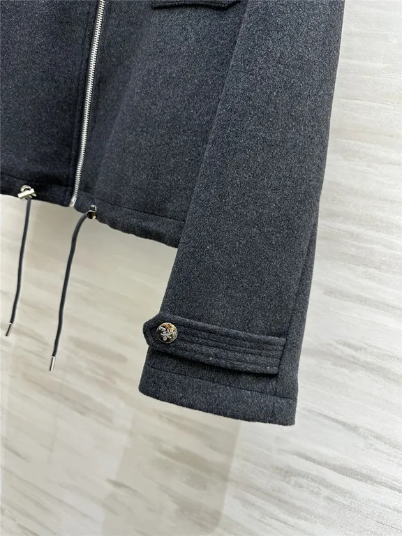 Prada short stand collar wool coat